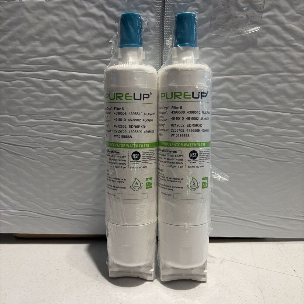 (2) PURE Up Quarter Turn Refrigerator Water Filter Cartridge W1018668 Filter 5